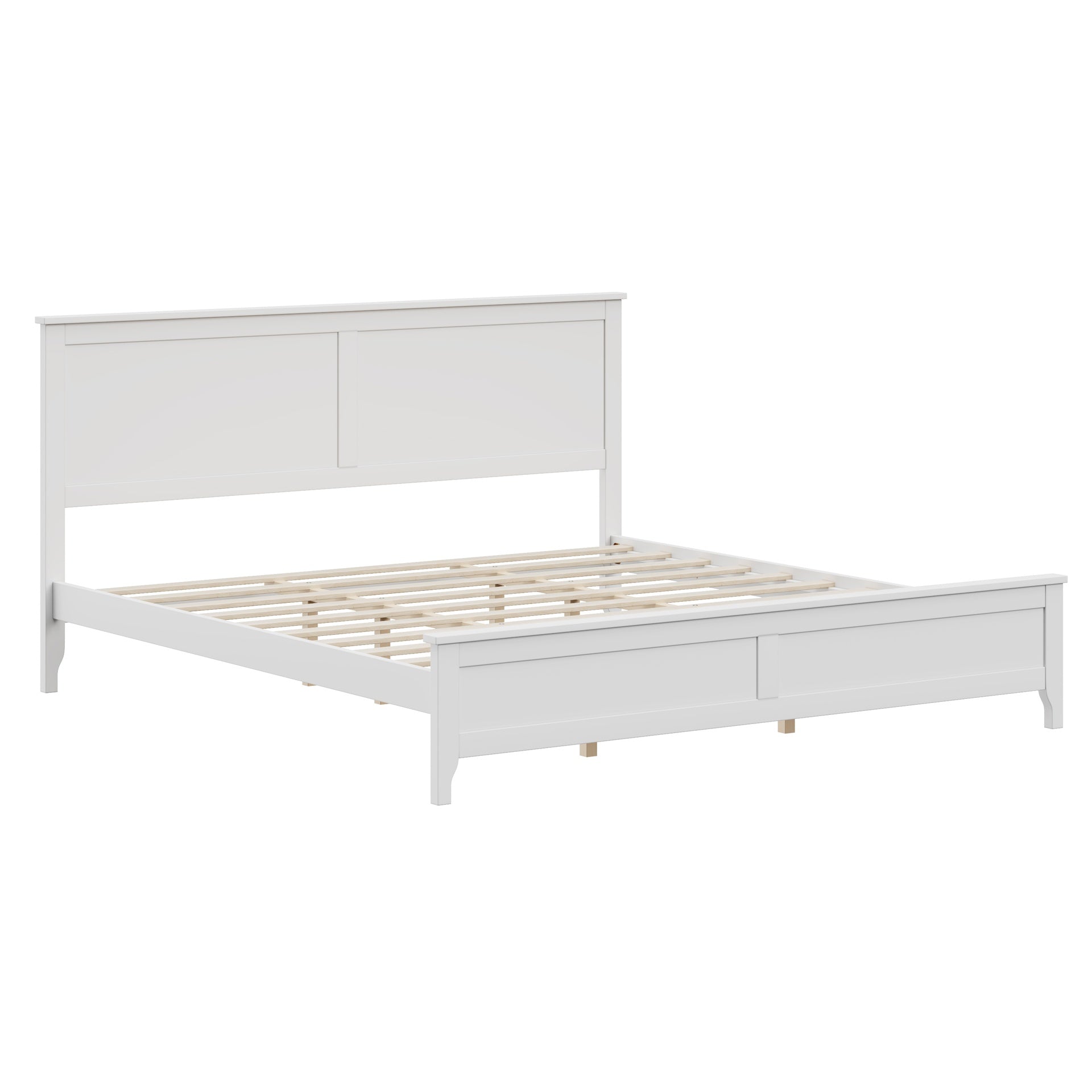 Modern Solid Wood King Size Platform Bed with Sturdy Wooden Slats Support,No Box Spring Needed, White(Old SKU:N701P300990K)