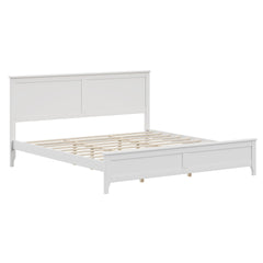 Modern Solid Wood King Size Platform Bed with Sturdy Wooden Slats Support,No Box Spring Needed, White(Old SKU:N701P300990K)
