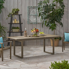 Outdoor Expandable Acacia Wood Dining Table, Gray
