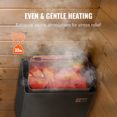 9KW Sauna Heater, Steam Bath Sauna Heater with Built-In Controls, Electric Sauna Stove, 3h Timer and Adjustable Temp for Max. 317-459 Cubic Feet, Home Hotel Spa Shower Use 220V, FCC Certification