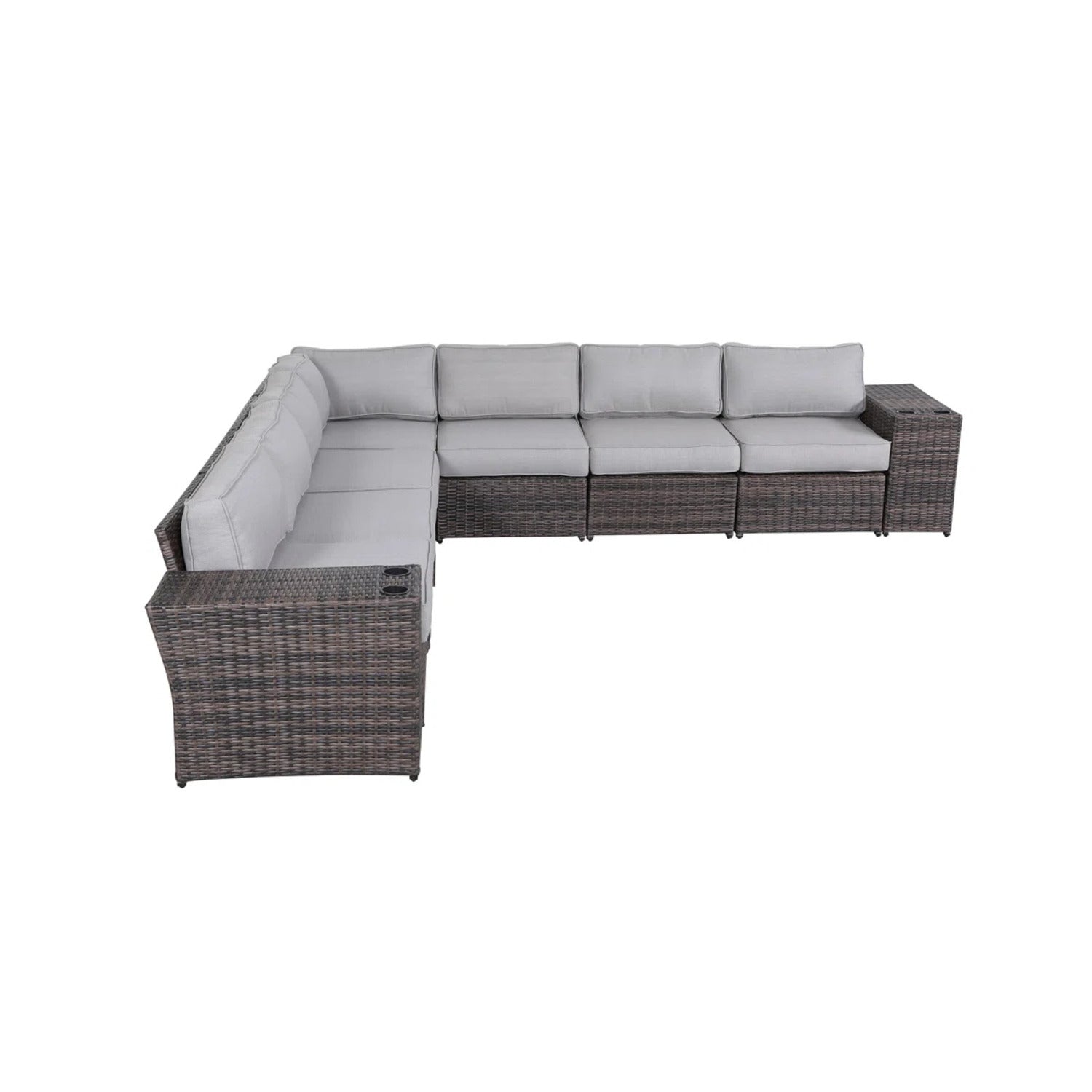 Outdoor 9-Piece Rattan Sectional Sofa Set with Cushions – Ready to Use