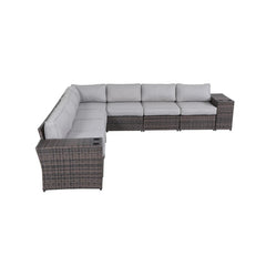 Outdoor 9-Piece Rattan Sectional Sofa Set with Cushions – Ready to Use