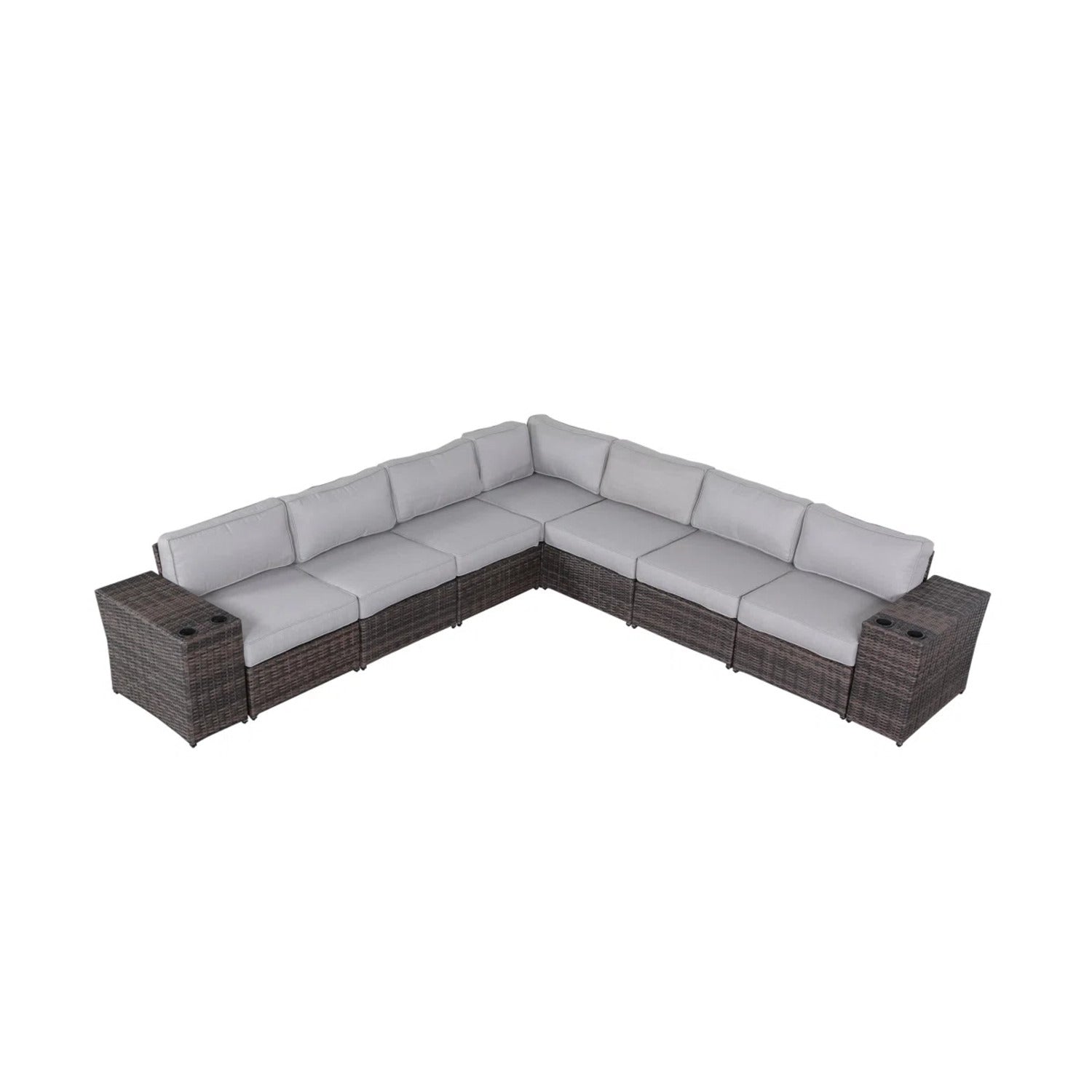 Outdoor 9-Piece Rattan Sectional Sofa Set with Cushions – Ready to Use