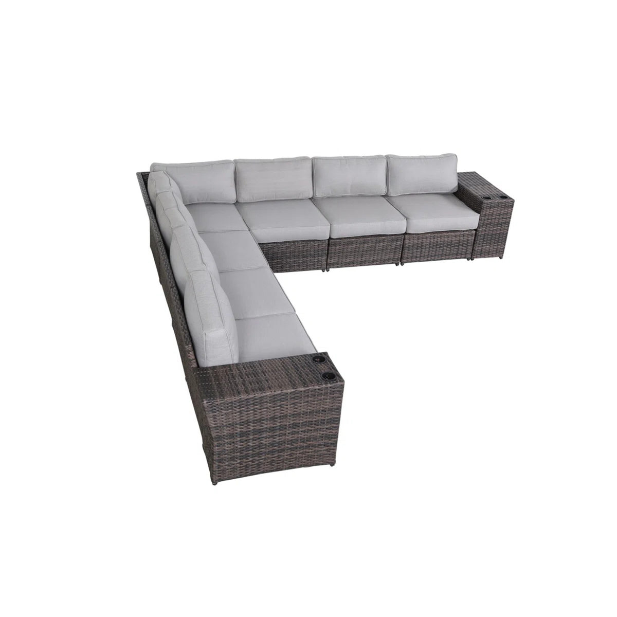 Outdoor 9-Piece Rattan Sectional Sofa Set with Cushions – Ready to Use