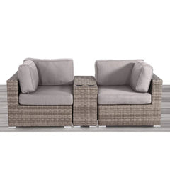 Fully Assembled 2-Person Rattan Wicker Outdoor Seating Group with  Cushions