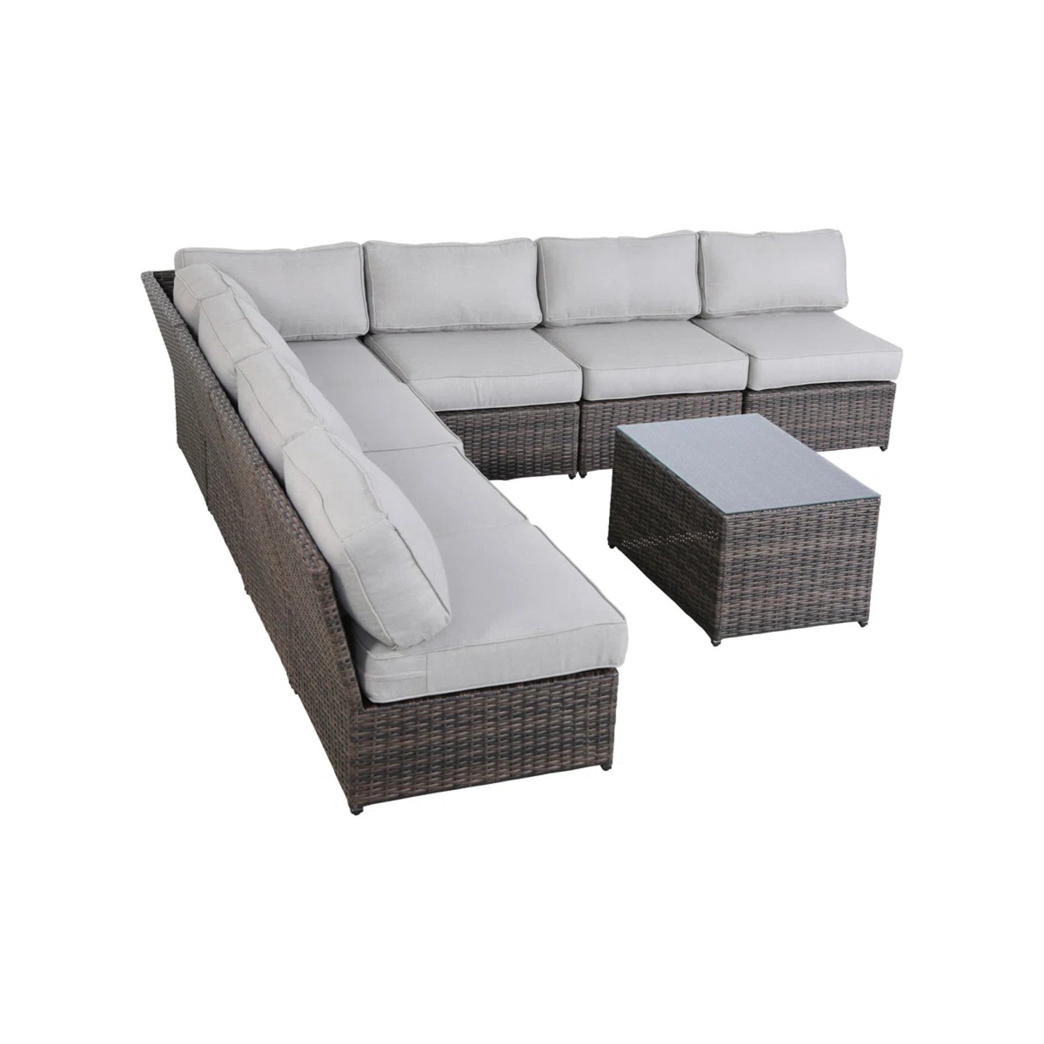6-Person Wicker Outdoor Seating Group with Cushions, Fully Assembled