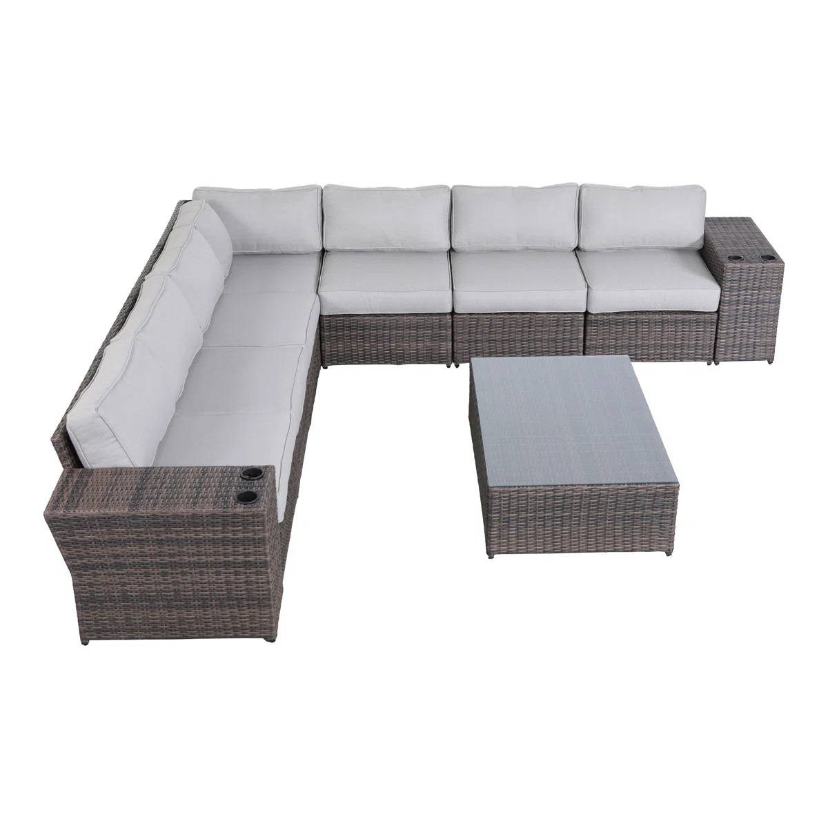LSI Wicker Fully Assembled 6 - Person Seating Group with Cushions