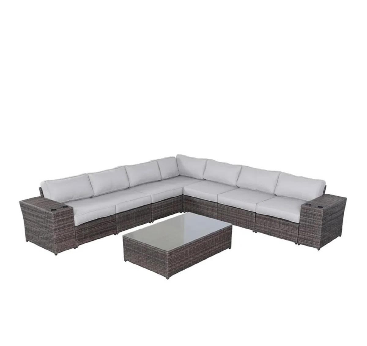 LSI Wicker Fully Assembled 6 - Person Seating Group with Cushions