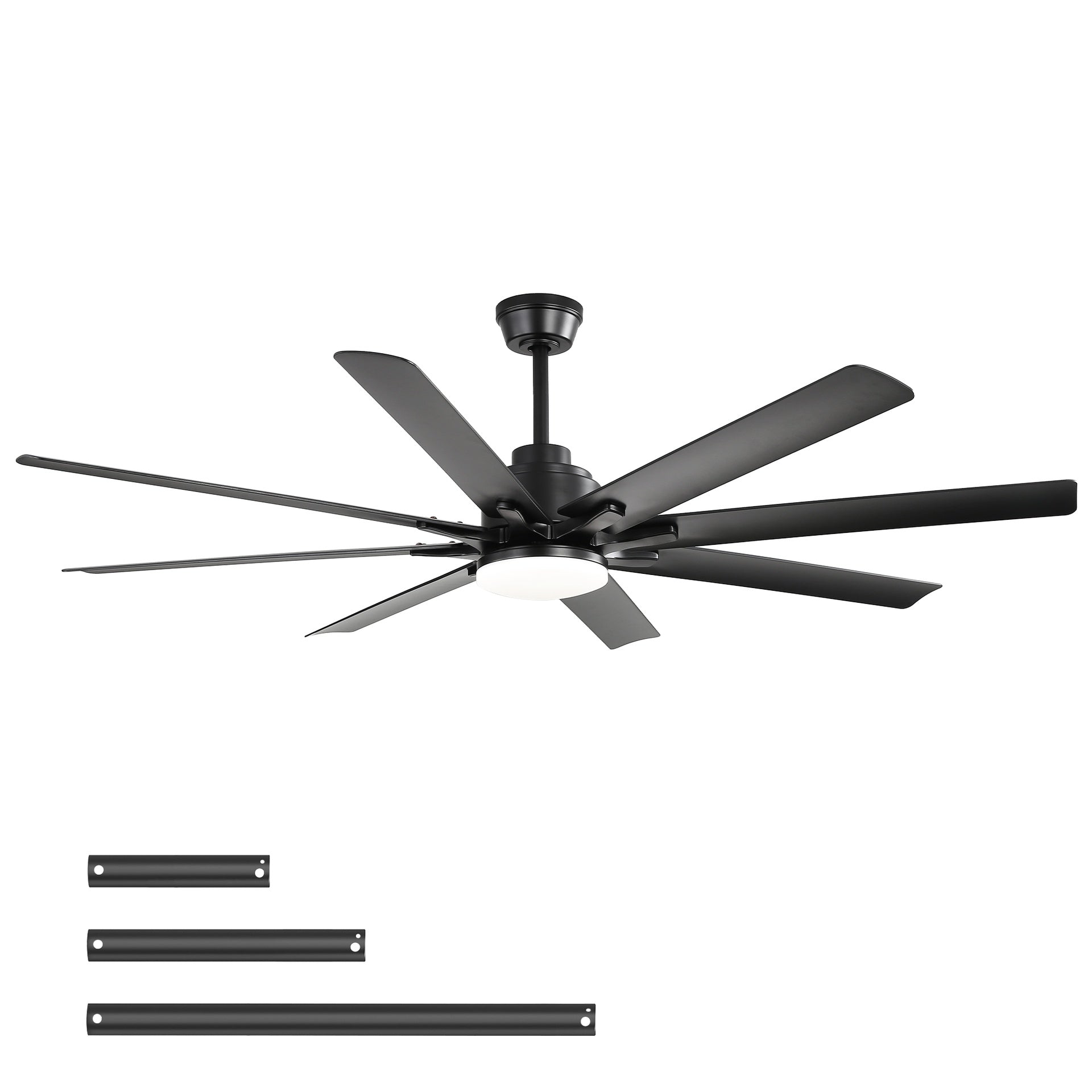 Modern 52-Inch Smart Ceiling Fan With Light,6 Wind Speed,With 8 Black ABS Blades,Voice Remote,Fan For Bedroom,Living Room,Patio,Kitchen