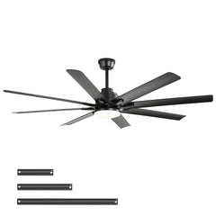 Modern 52-Inch Smart Ceiling Fan With Light,6 Wind Speed,With 8 Black ABS Blades,Voice Remote,Fan For Bedroom,Living Room,Patio,Kitchen
