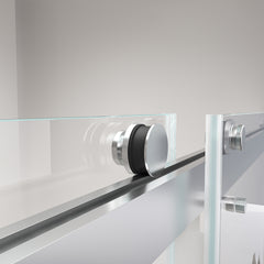 Frameless Double Sliding Shower Door 68"-72" W x 76" H ,  Shower Glass Door with 5/16" (8mm) Clear SGCC Tempered Glass, Explosion-Proof Film, Stainless Steel Hardware--Brushed Nickel