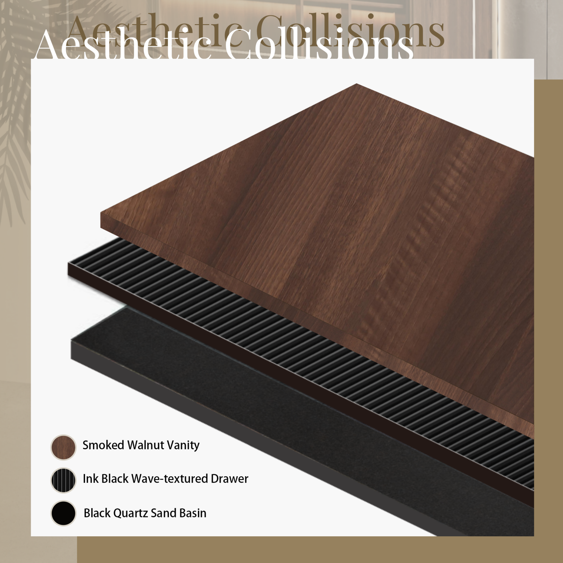 72'' Floating Bathroom Vanity with Sink Wall-Mounted Striped Bathroom Storage Cabinet with Soft-Close Drawer and Double Quartz Sand Basins, Fully Assembled Smoked Walnut GF-24V16-72WAB-W1573P265206