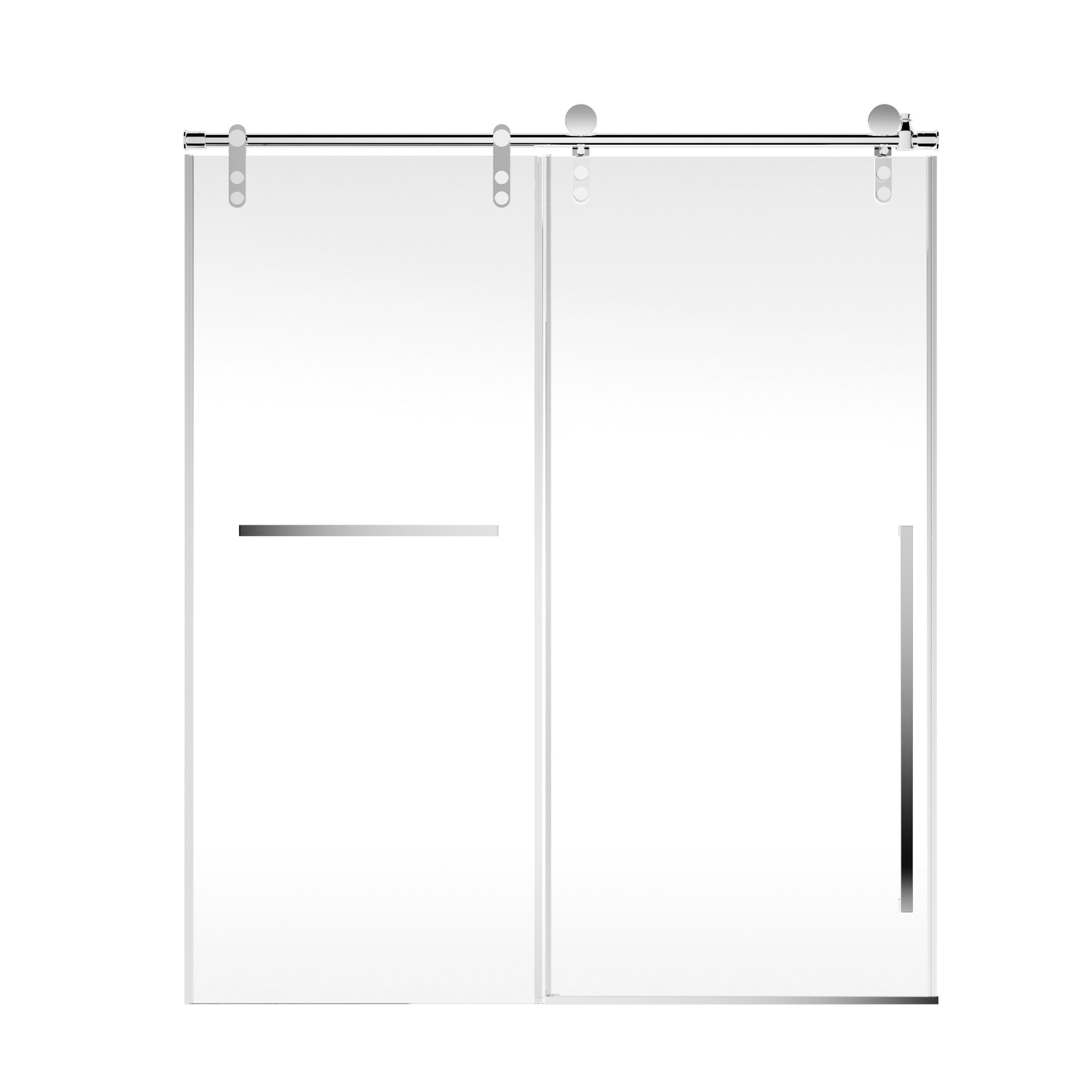 56"-60" W x 75" H Frameless Sliding Shower Door, Chrome Shower Screen, 5/16" (8mm) Clear Tempered Glass With Explosion-proof Film