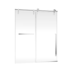 56"-60" W x 75" H Frameless Sliding Shower Door, Chrome Shower Screen, 5/16" (8mm) Clear Tempered Glass With Explosion-proof Film