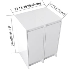 24" Freestanding Bathroom Storage Cabinet, Soft Close Doors, Glossy White, Plywood, KD-Packing, 12" x2 Combination (Suitable For Bathroom, Kitchen, Study Room, Bedroom, Etc)