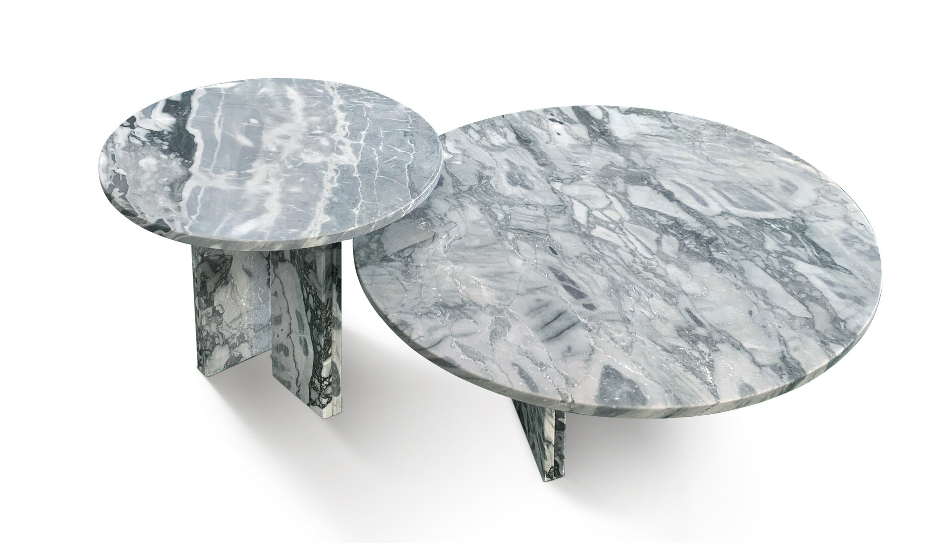 Blue Gray natural marble coffee table set, small table, living room table, natural stone, genuine marble, real marble