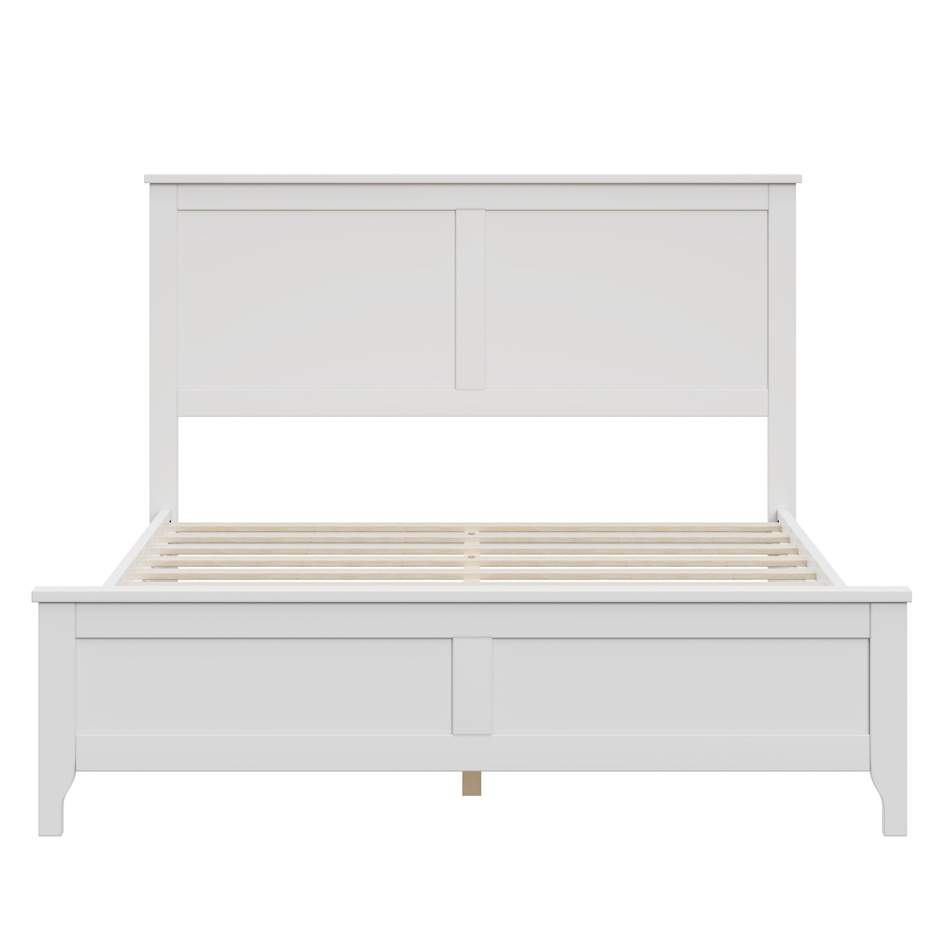 Modern White Solid Wood Full Platform Bed with Sturdy Wooden Slats Support,No Box Spring Needed (Old SKU:N701P301030K)