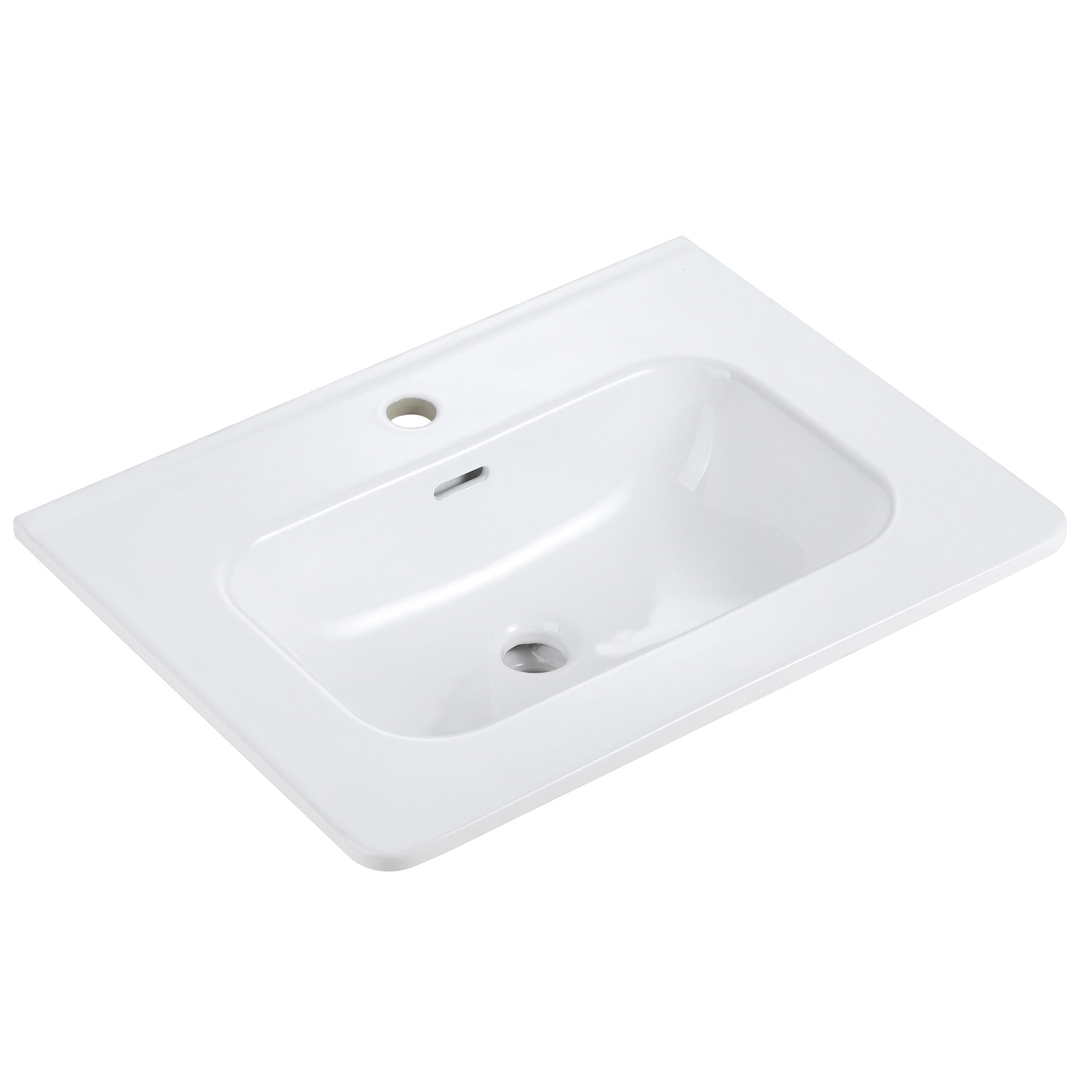 BB0424Y301, Integrated glossy white ceramic basin, drain and faucet not included