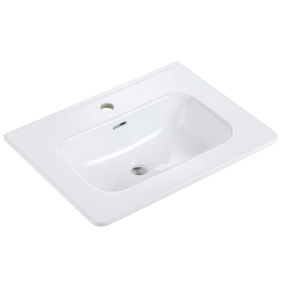 BB0424Y301, Integrated glossy white ceramic basin, drain and faucet not included