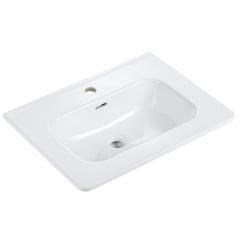 BB0424Y301, Integrated glossy white ceramic basin, drain and faucet not included
