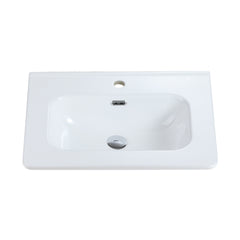 BB0424Y301, Integrated glossy white ceramic basin, drain and faucet not included