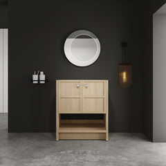 30" Freestanding Bathroom Vanity, 2-Soft Closing Door, Oak, Plywood (Excluding Sink)