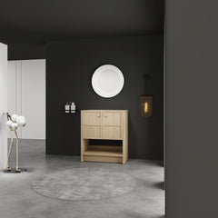 30" Freestanding Bathroom Vanity, 2-Soft Closing Door, Oak, Plywood (Excluding Sink)