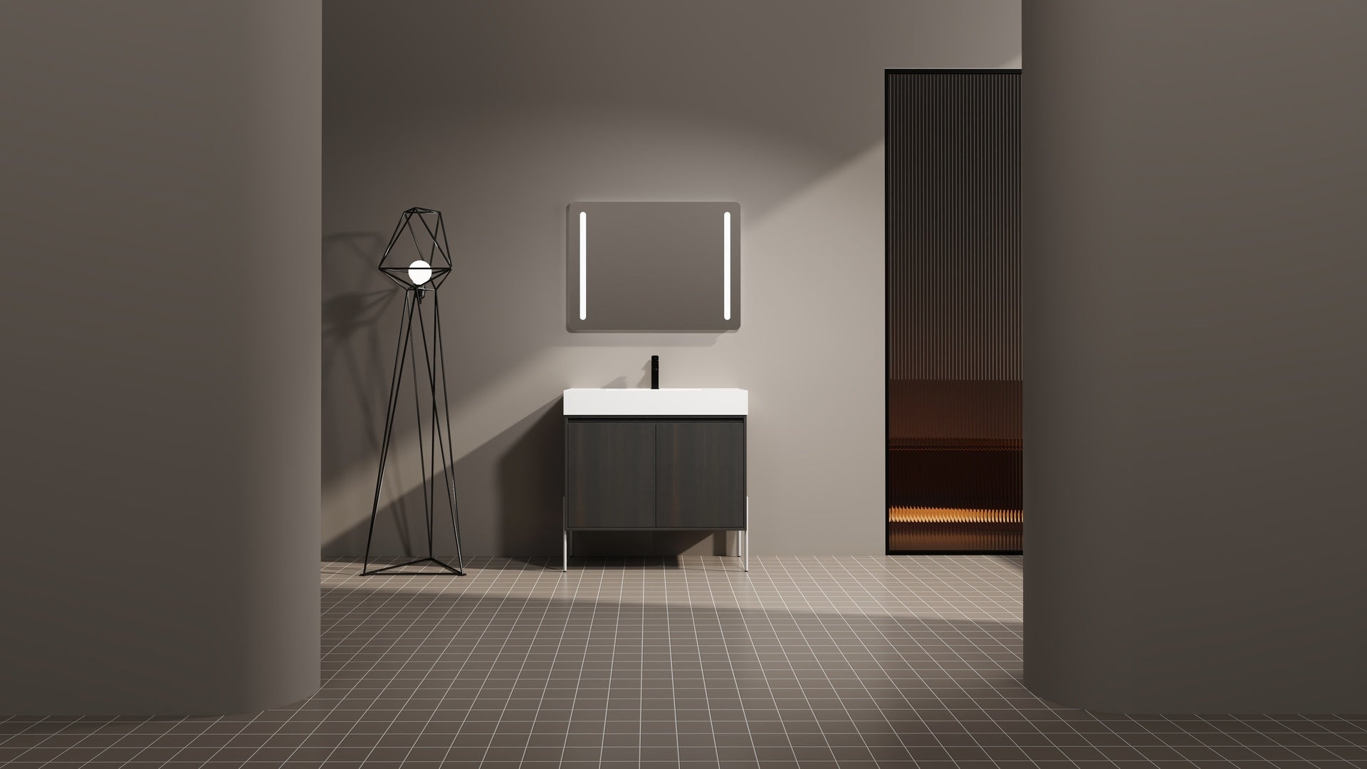 36" Freestanding Bathroom Vanity with Resin Sink, Storage Cabinet with Soft Closed Doors (KD-Package)