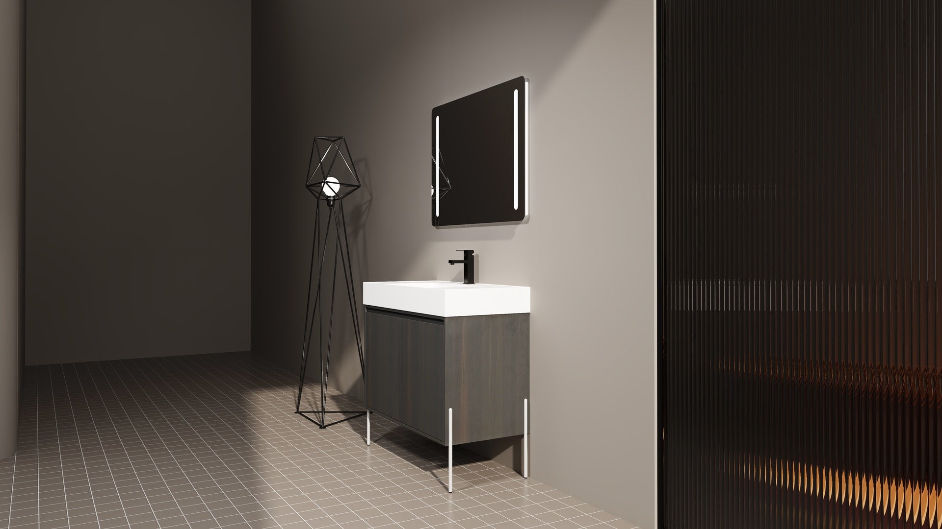 36" Freestanding Bathroom Vanity with Resin Sink, Storage Cabinet with Soft Closed Doors (KD-Package)