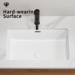 undermount Kitchen Sink, Eridanus 24" L x 16" W Undermount Kitchen Sink White Ceramic Sink Deep Single Bowl without Bottom Grid and Strainer Drain