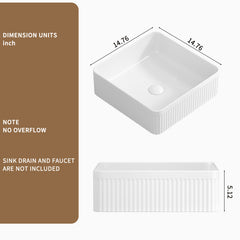 Vessel Sink Rectangle Bathroom Sink Rectangular White Vessel Sink 15" x 15" Porcelain Ceramic Vessel Vanity Sink Art Basin