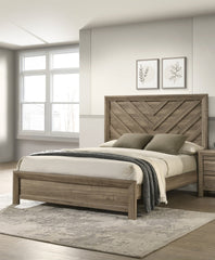 1pc Twin Size Chevron-patterned Headboard Youth Bed Light Brown Warm Wood Finish Wooden Bedroom Furniture