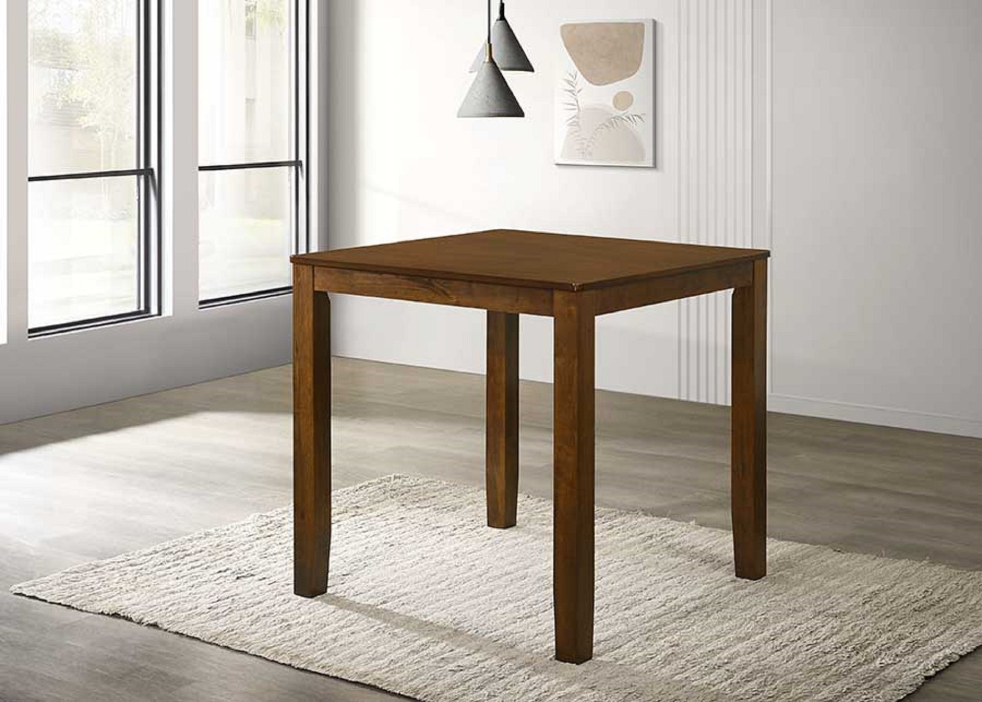 Beautiful Cherry Color Counter Height 1Pc Dining Pub Height Square Table Dining Room Wooden Furniture