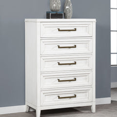 Inverness Distressed White 5-drawer Bedroom Chest