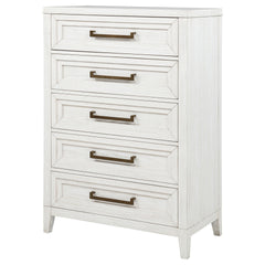 Inverness Distressed White 5-drawer Bedroom Chest