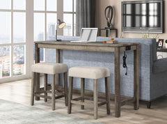 Transitional 24" Wood Counter Stool Set of 2, Backless Counter Seating with Upholstered Linen Fabric Cushion, Kitchen/Dining Room Furniture, Antique Oak