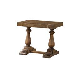 Transitional Wood End Table in Driftwood, Living Room Solid Wood Sofa Side Table