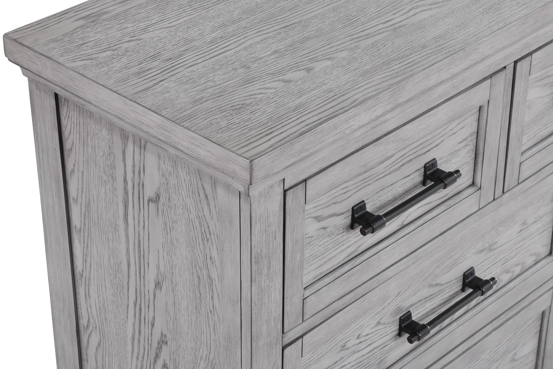 Contemporary Light Gray Finish 1pc Tall Chest Wooden Bedroom Furniture Metal Pull Furniture