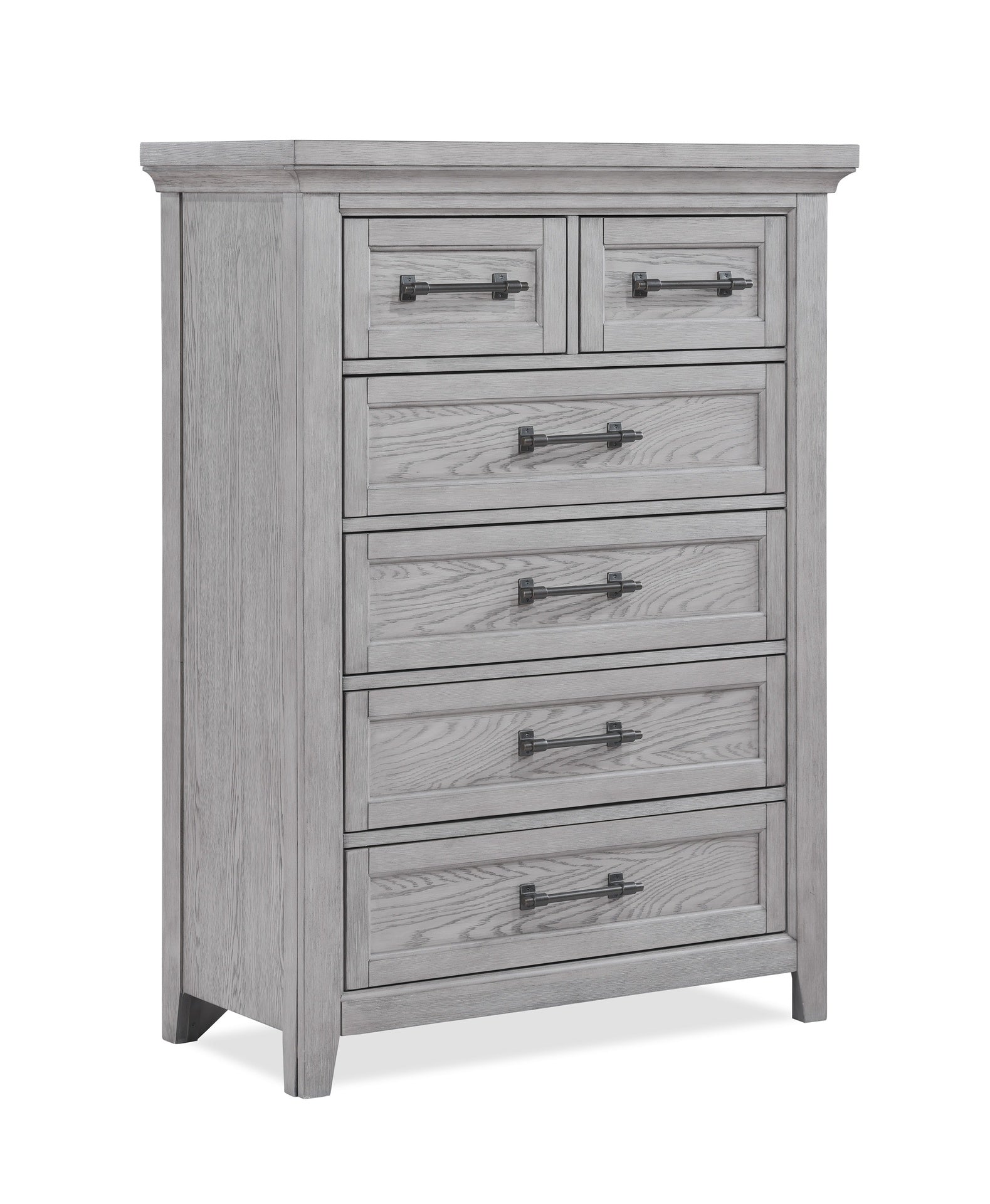 Contemporary Light Gray Finish 1pc Tall Chest Wooden Bedroom Furniture Metal Pull Furniture