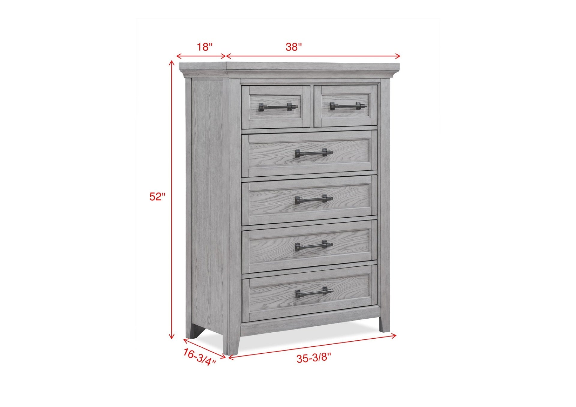 Contemporary Light Gray Finish 1pc Tall Chest Wooden Bedroom Furniture Metal Pull Furniture