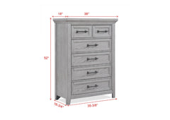 Contemporary Light Gray Finish 1pc Tall Chest Wooden Bedroom Furniture Metal Pull Furniture