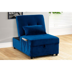 Velvet Adjustable Sleeper Lounge Chaise, Convertible Living Room Lounger Chaise in Navy Blue