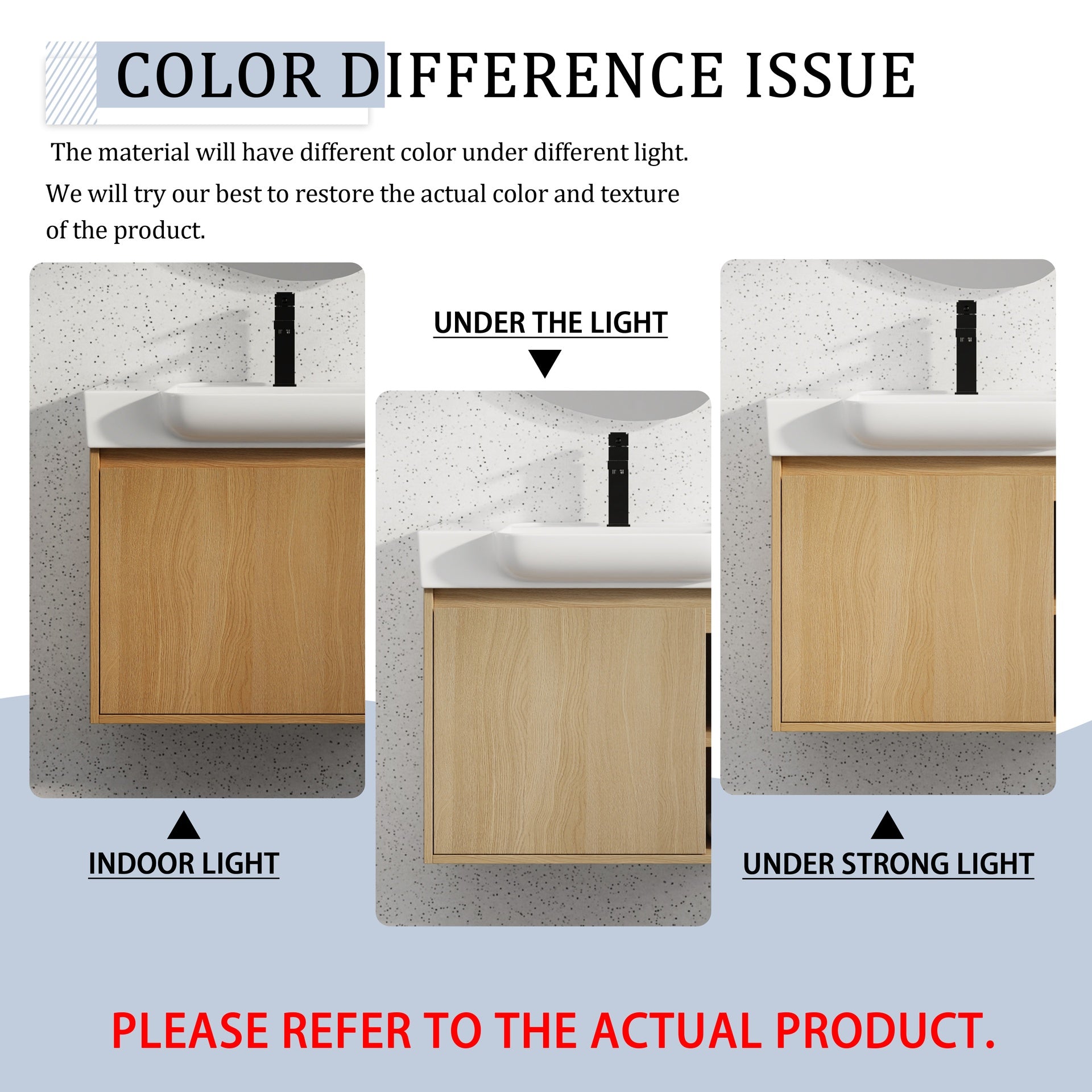 28'' Wall-Mounted Bathroom Vanity with White Ceramic Sink & Soft-Close Door, KD-Packing, Light Oak