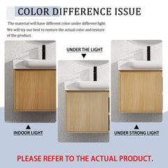 28'' Wall-Mounted Bathroom Vanity with White Ceramic Sink & Soft-Close Door, KD-Packing, Light Oak