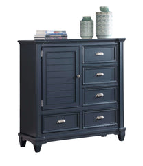 Transitional Style Slate Blue Finish 1pc Armoire Round Knobs Cups Handles Ball Bearing Glides Bedroom Furniture