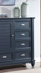 Transitional Style Slate Blue Finish 1pc Armoire Round Knobs Cups Handles Ball Bearing Glides Bedroom Furniture