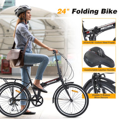 24" Folding City Bike Steel Frame 7 Speed Folding Bike