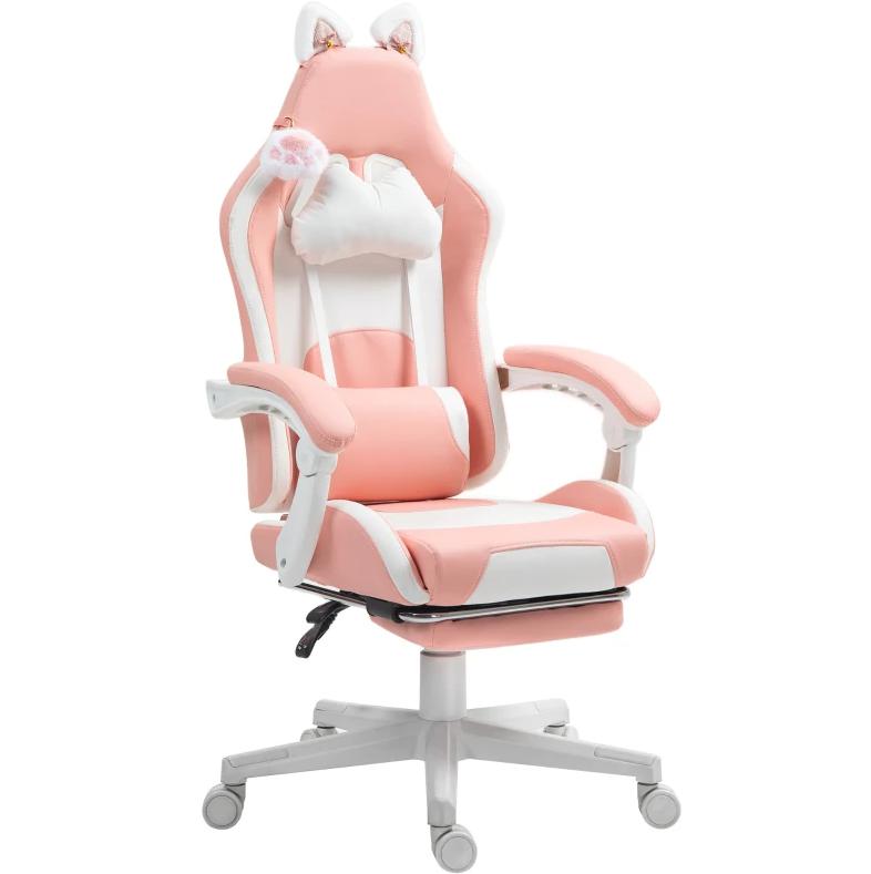 Gaming Chair with Footrest,Racing Gamer Chair, Headrest and Lumbar Support, For Home and Office