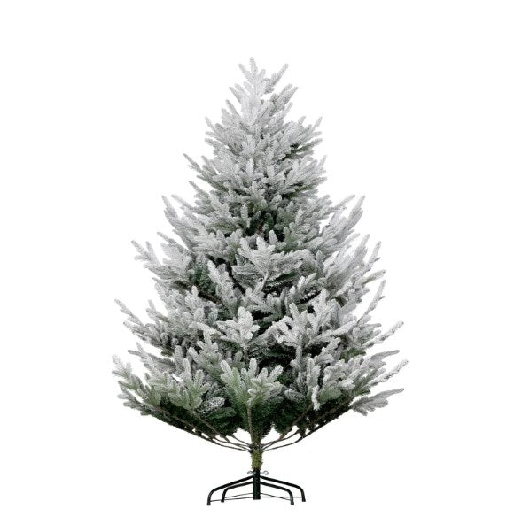Flocked Hinged Xmas Tree, Artificial Christmas Tree with 795 Tips, Steel Base, Auto Open
