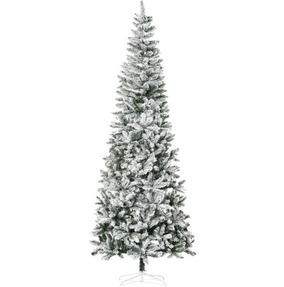 Artificial Christmas Tree,Snow-Flocked Slim Pine Artificial Christmas Tree with Realistic Branches and 1084 Tips